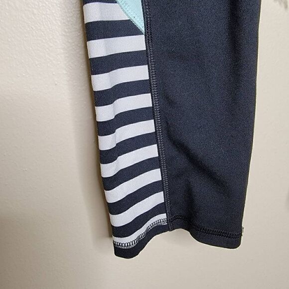 Champion DuoDry Mixed Pattern Stretch Crop Leggings Black Blue Medium - Picture 7 of 11